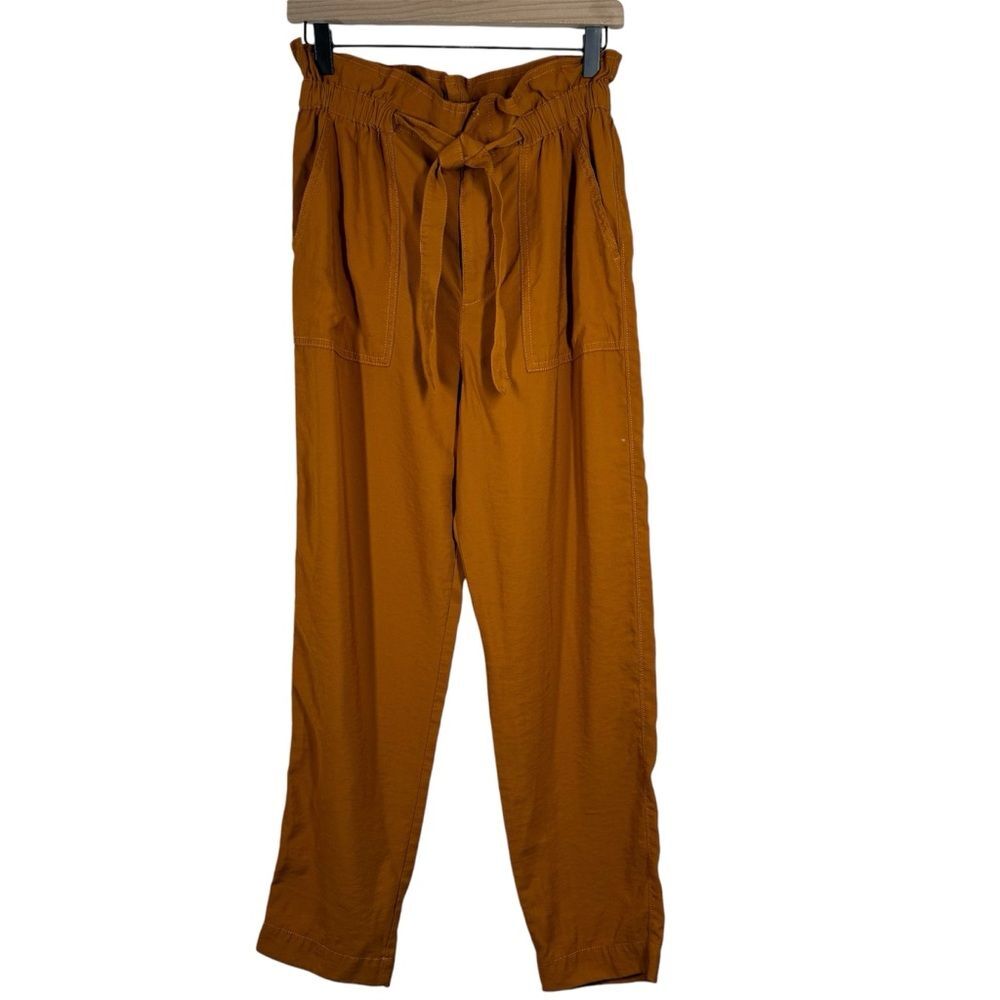 Madewell Dunaway Paperbag Pants High Waist Ankle Fit Orange Brown Casual Small